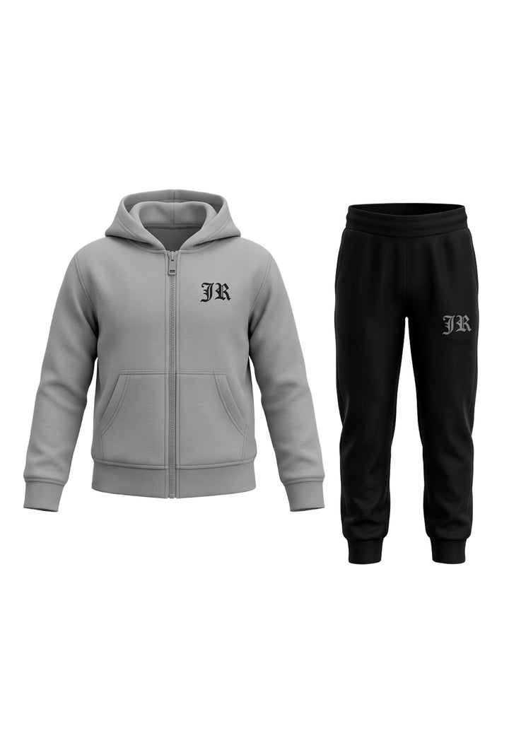 Completo felpa grigio-nero per bambino