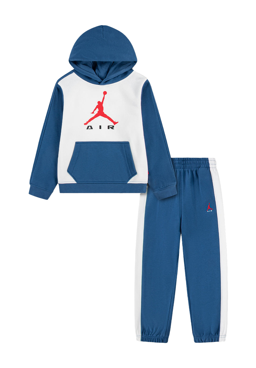 Completo felpa bianco-blu per bambino