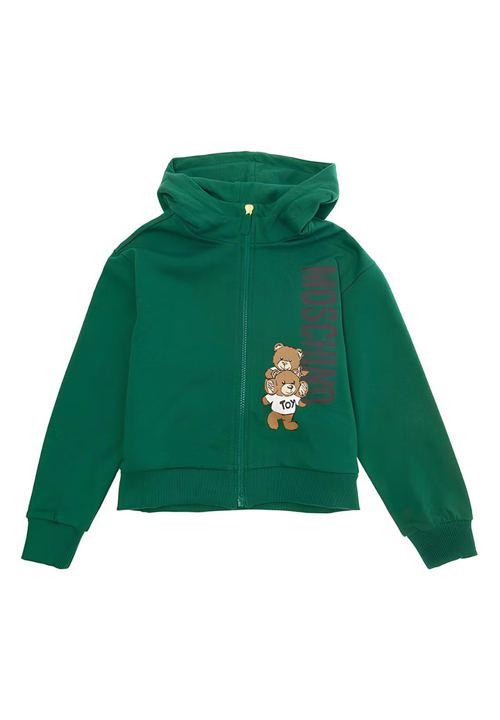 Felpa zip verde per bambino