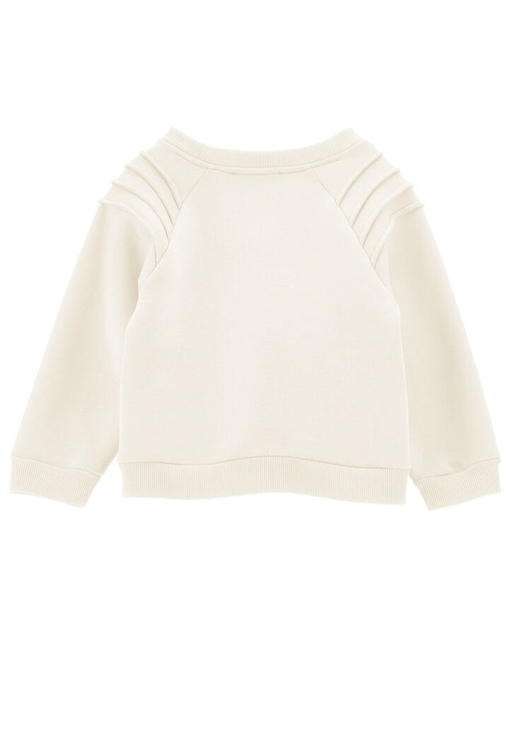 Felpa girocollo panna per bambina