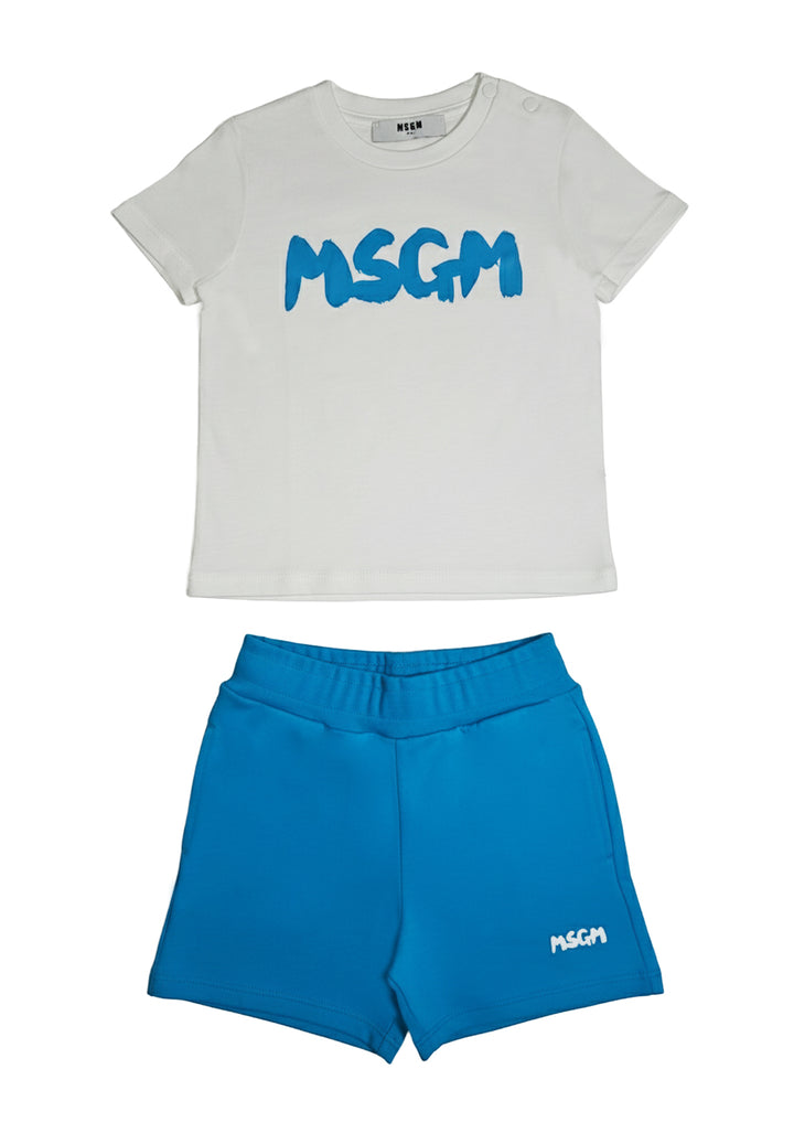 Completo bianco-celeste per neonato