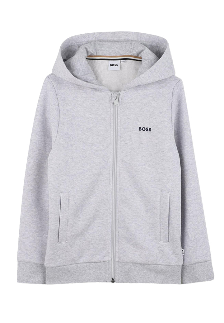 Felpa zip con cappuccio grigia per bambino