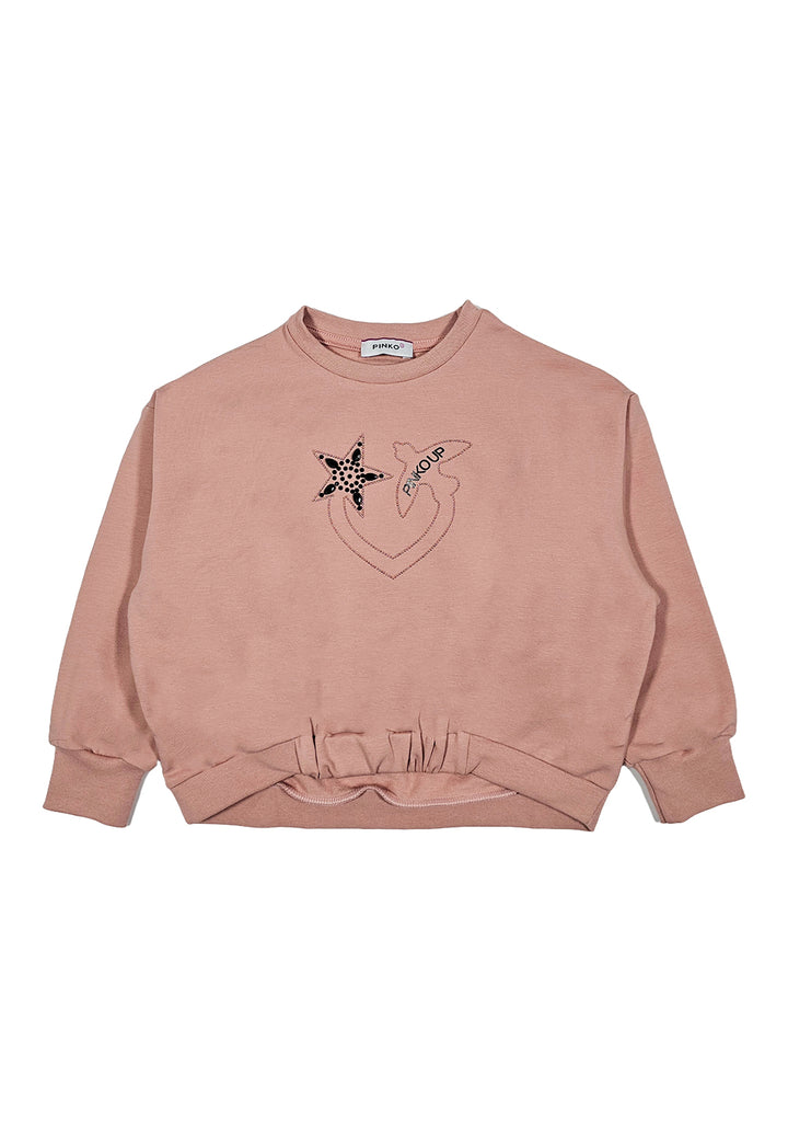 Felpa girocollo rosa per bambina