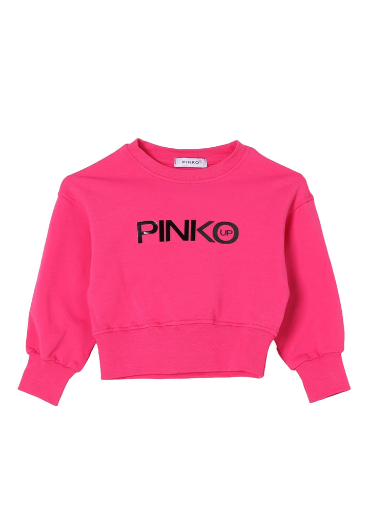 Felpa girocollo fuxia per bambina