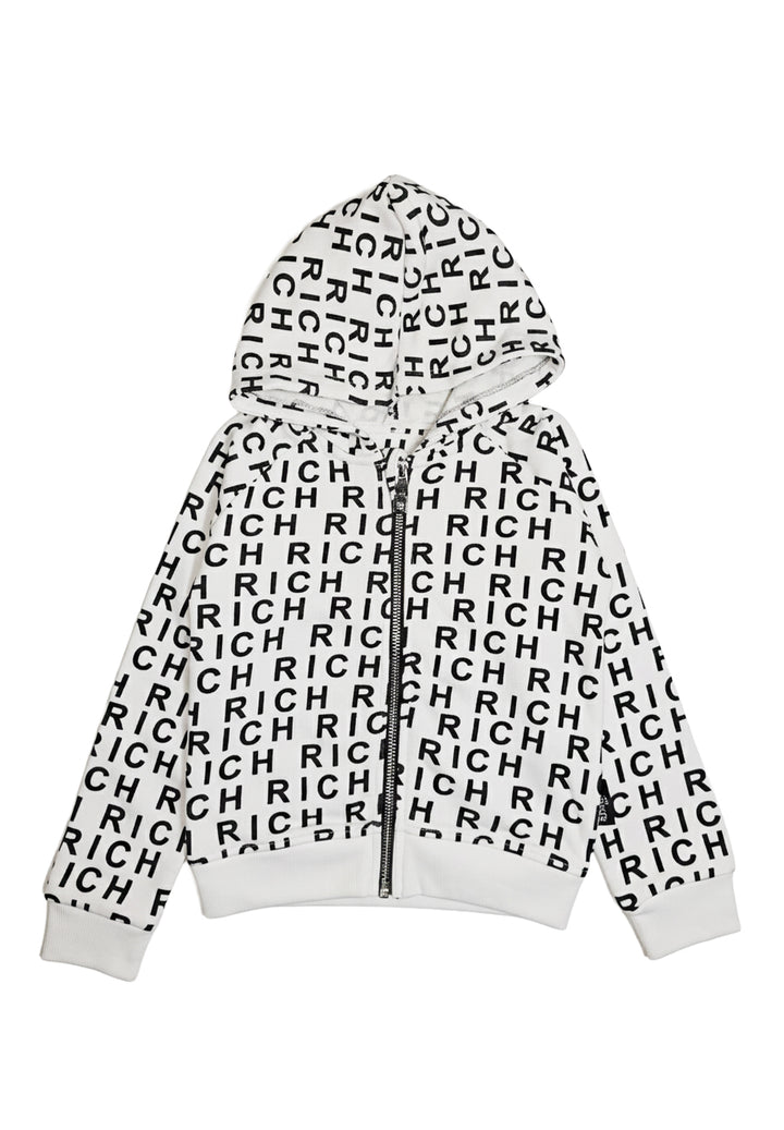 Felpa zip bianca per neonato