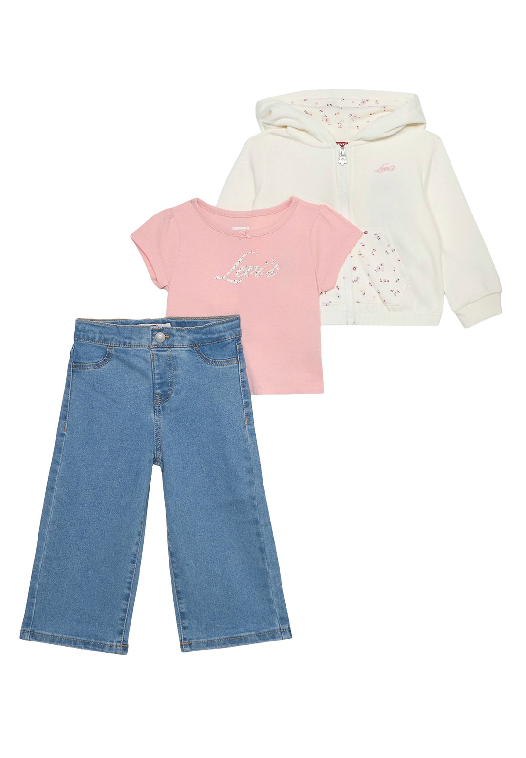 Completo 3 pezzi panna-rosa per neonata