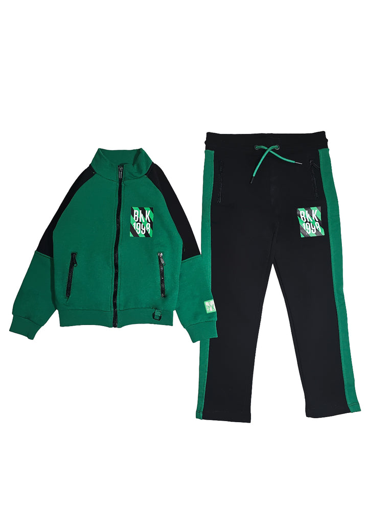 Completo felpa verde-nero per bambino