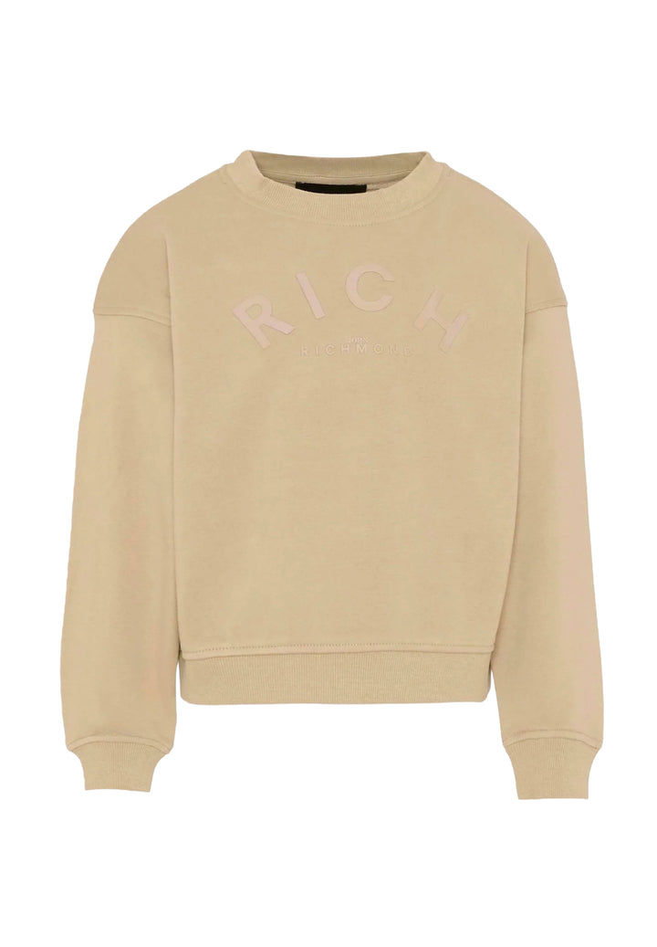 Felpa girocollo beige per bambino