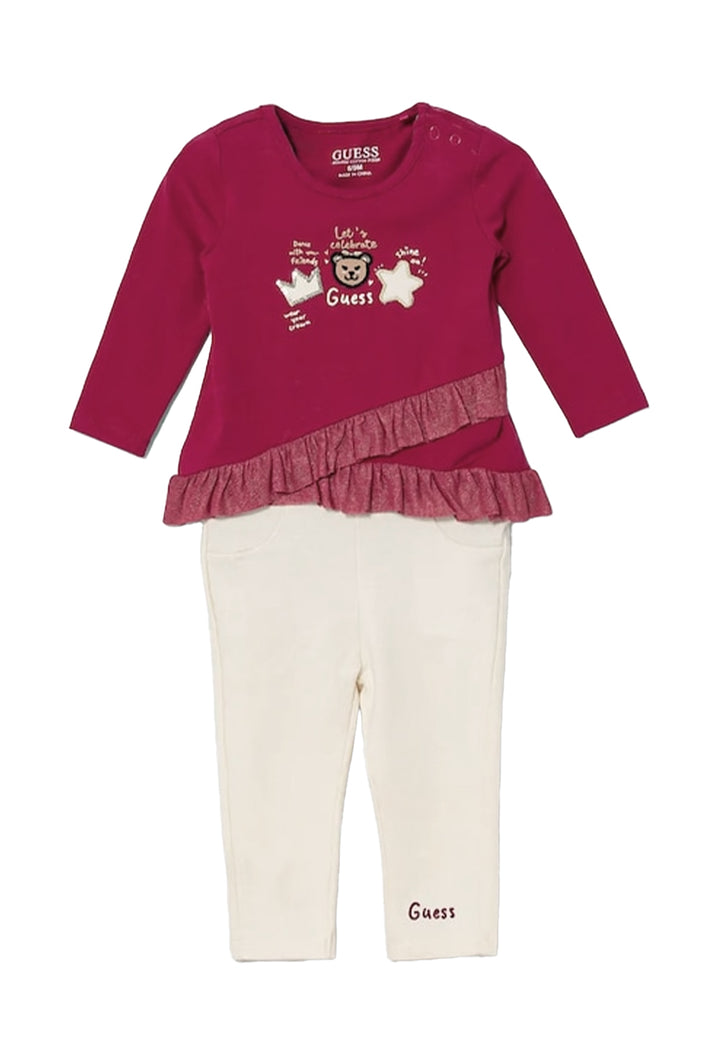 Completo fuxia-crema per neonata