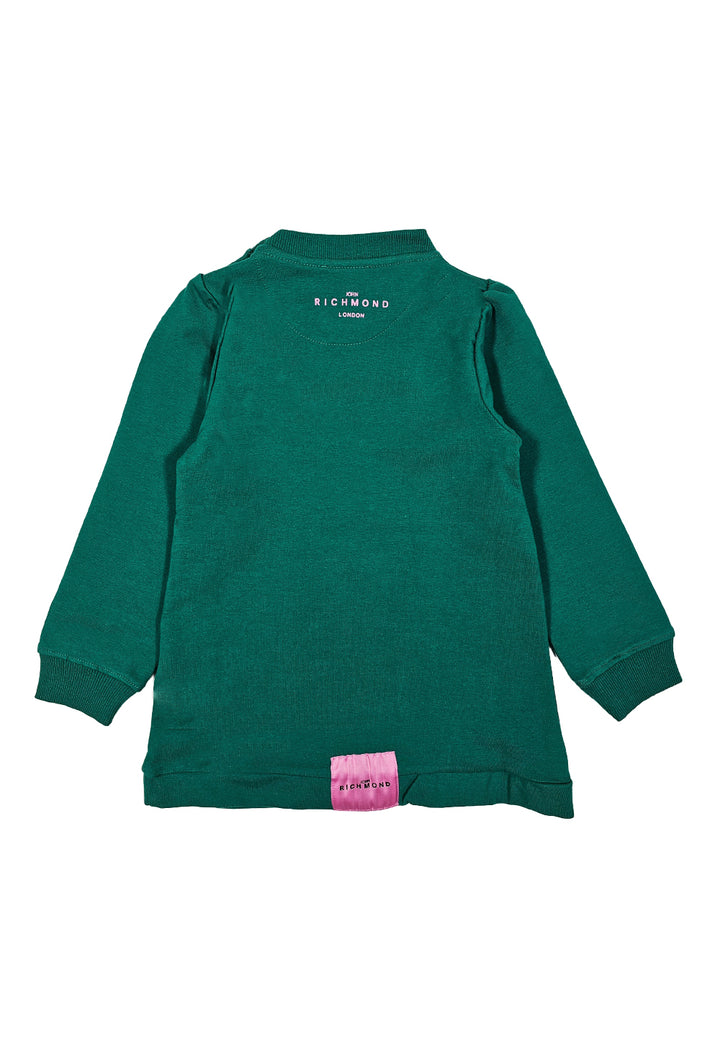 Green sweatshirt dress for baby girls