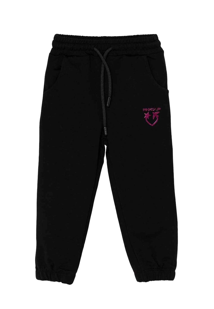 Pantalone felpa nero per neonata