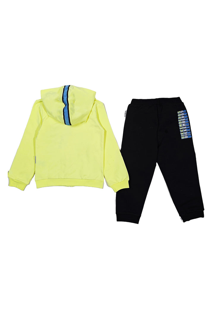 Fluo yellow-black sweatshirt set for newborns