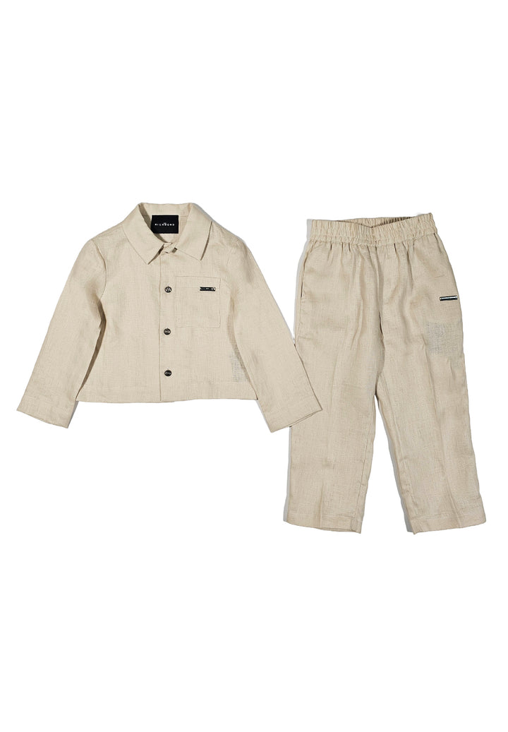 Completo lino beige per bambino