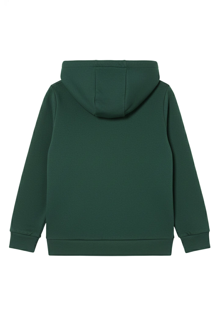 Felpa zip con cappuccio verde per bambino