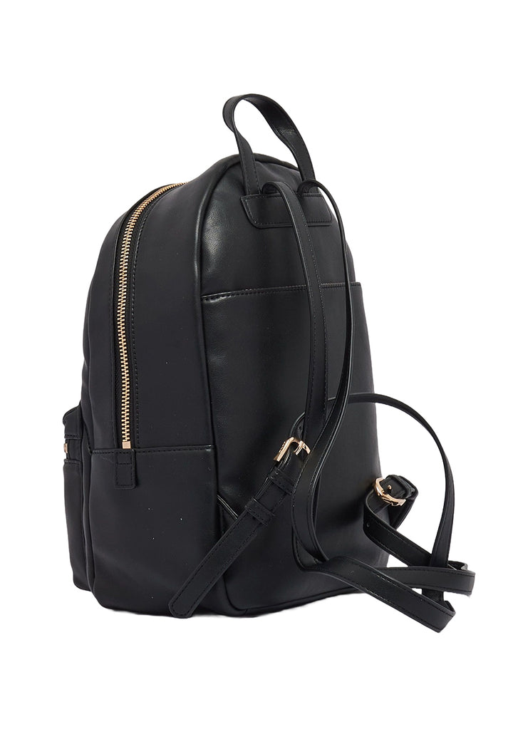 Black eco-leather backpack for girls