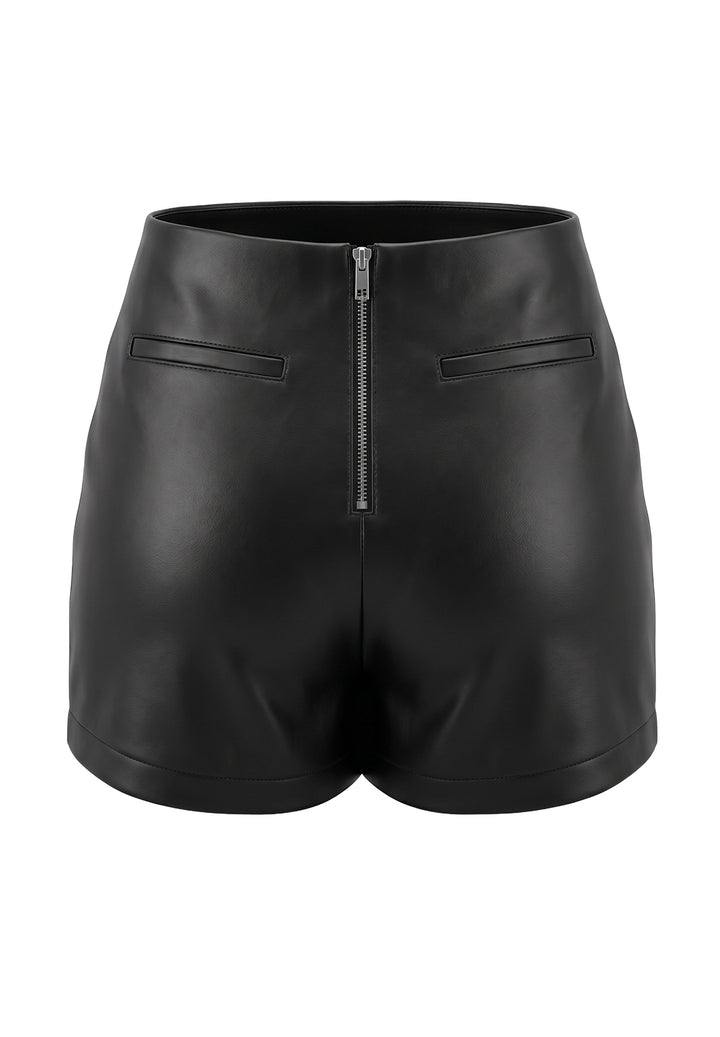 Short ecopelle nero per bambina