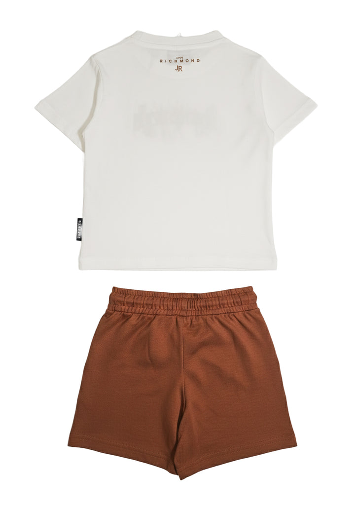 Completo bianco-marrone per bambino