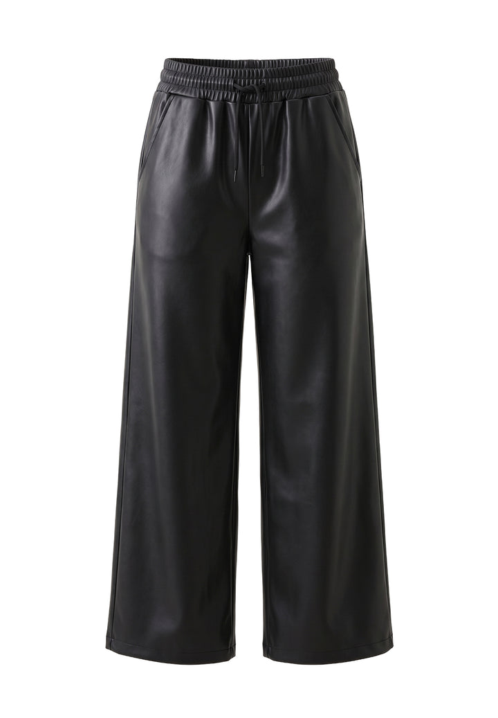 Pantalone ecopelle nero per bambina