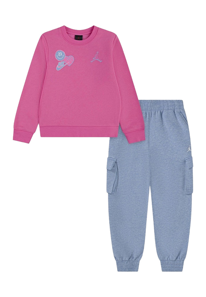Completo felpa rosa-celeste per bambina