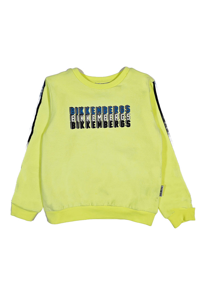 Fluorescent yellow crew-neck sweatshirt for boys