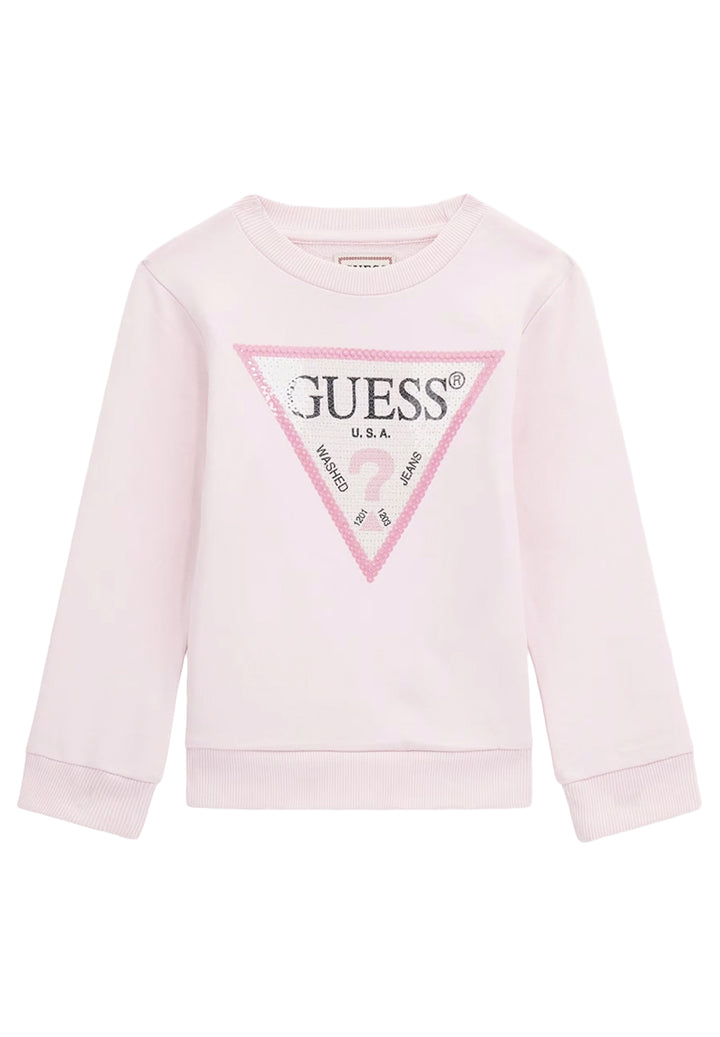 Pink crewneck sweatshirt for baby girls