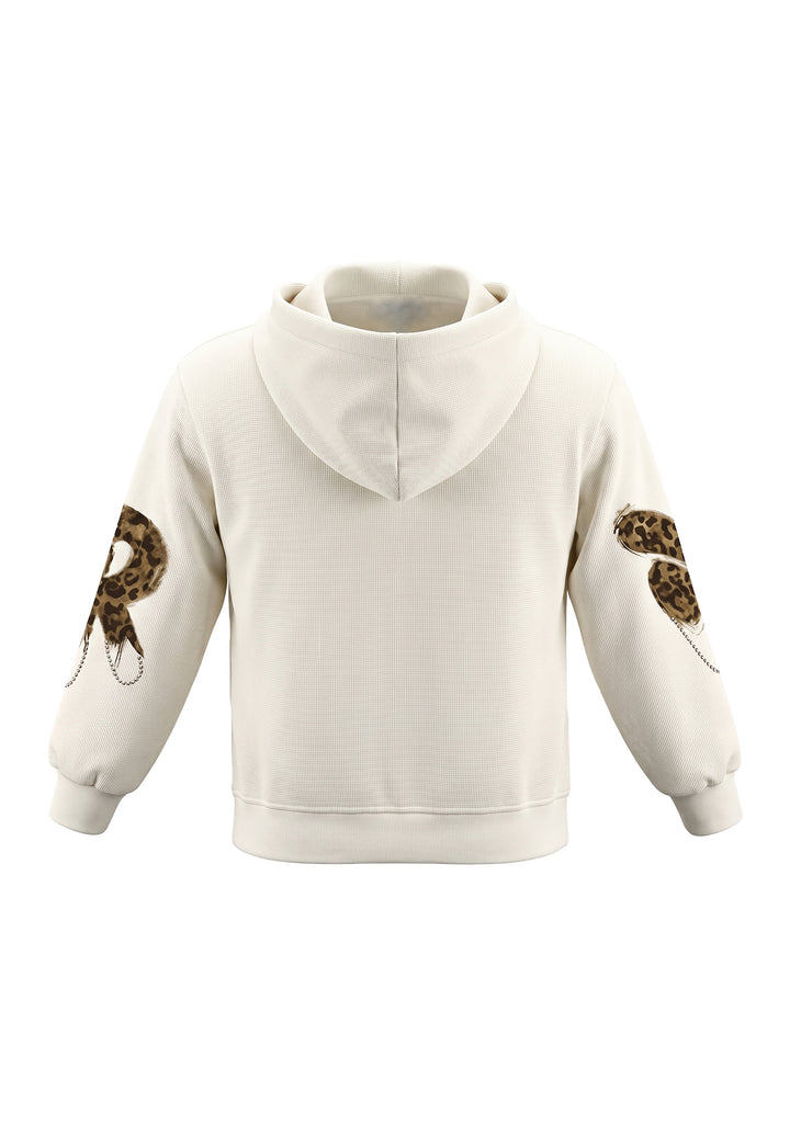 Felpa cappuccio crema per bambina