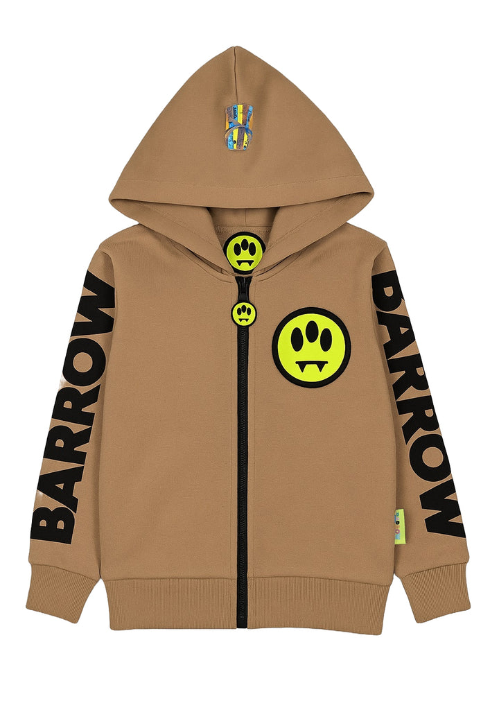 Felpa zip con cappuccio marrone per neonato