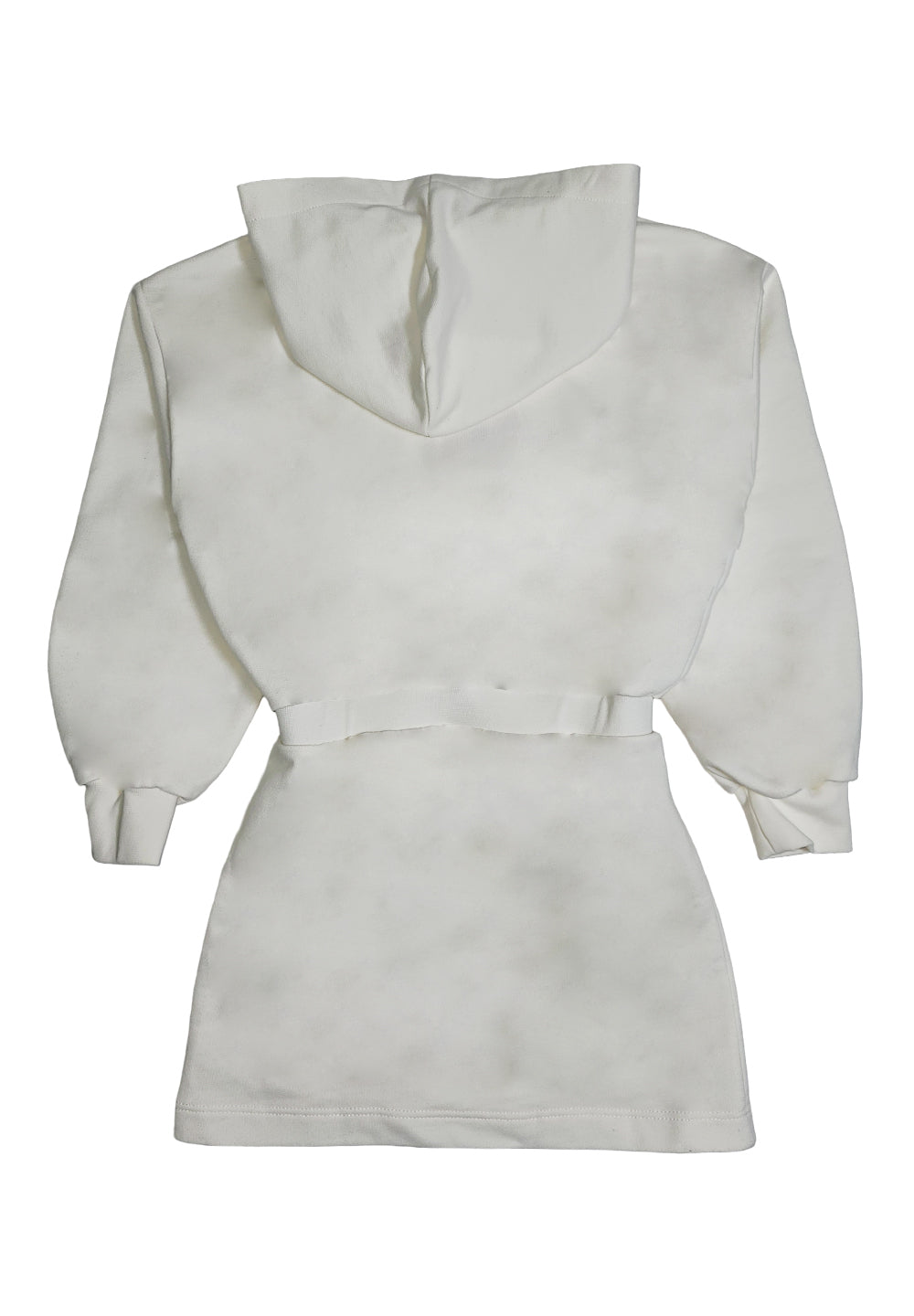 Vestito felpa con cappuccio panna per bambina