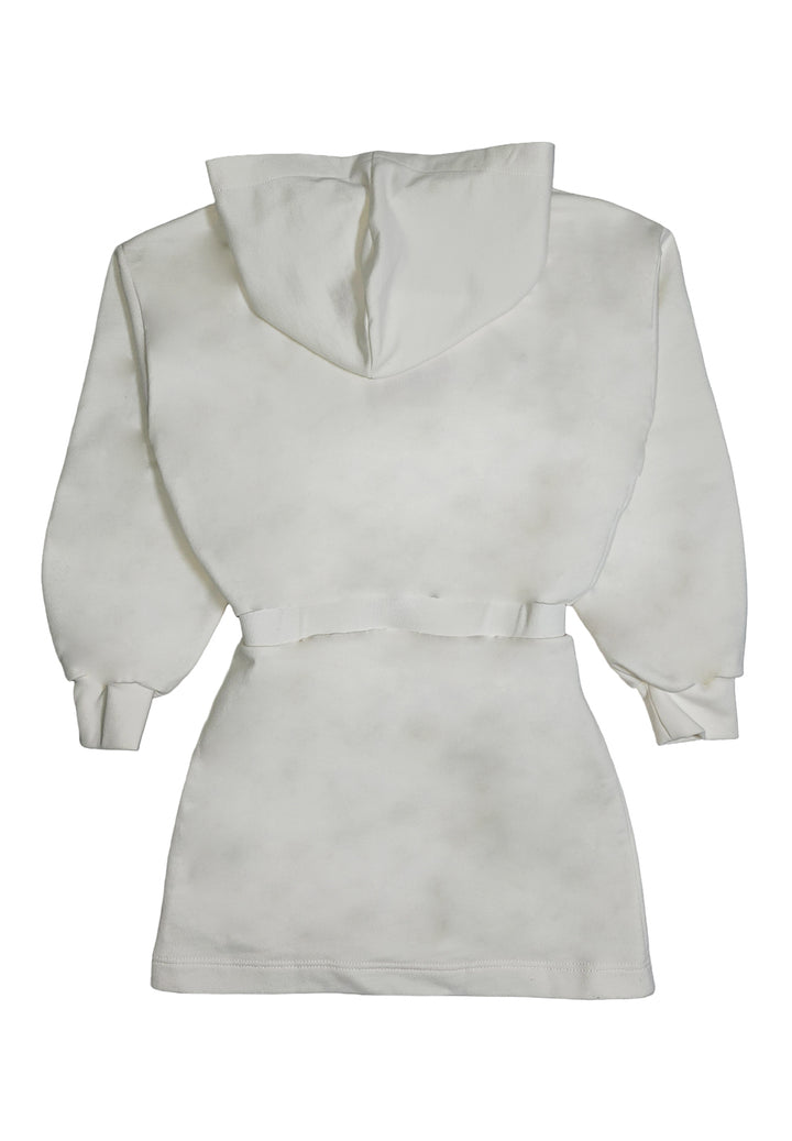 Vestito felpa con cappuccio panna per bambina