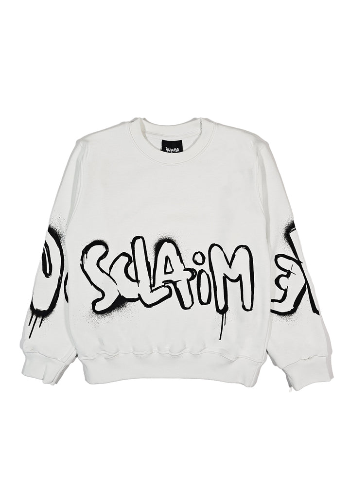 Sweat-shirt blanc à col rond pour enfant