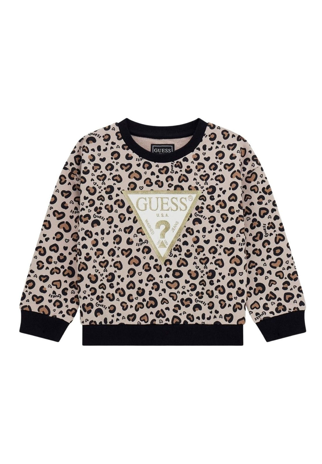 Felpa girocollo beige per bambina