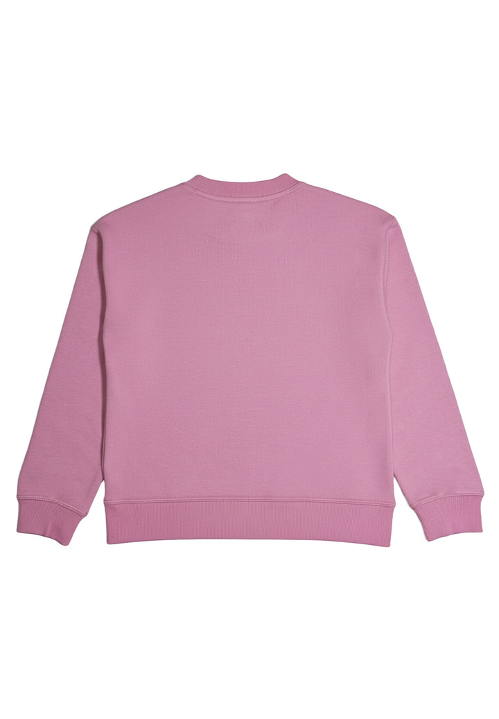 Felpa girocollo rosa per bambina