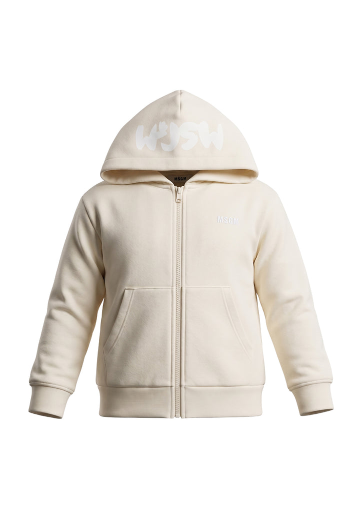 Felpa zip crema per bambino
