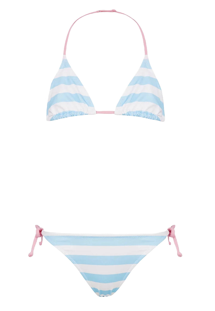 Costume bikini bianco-celeste per bambina