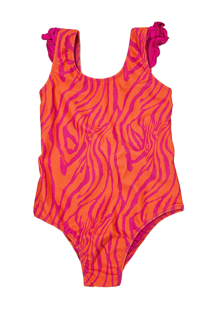 Costume intero arancione-viola per neonata