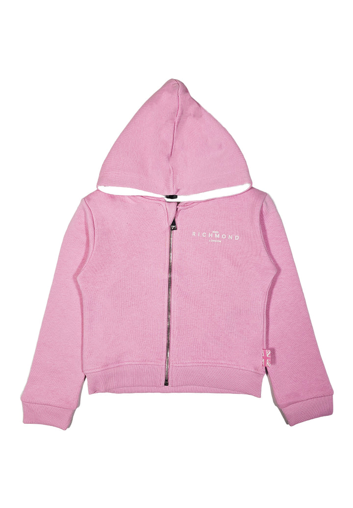 Felpa zip rosa per bambina