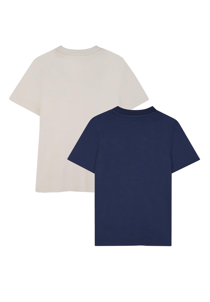 Set 2 t-shirt crema-blu per bambino