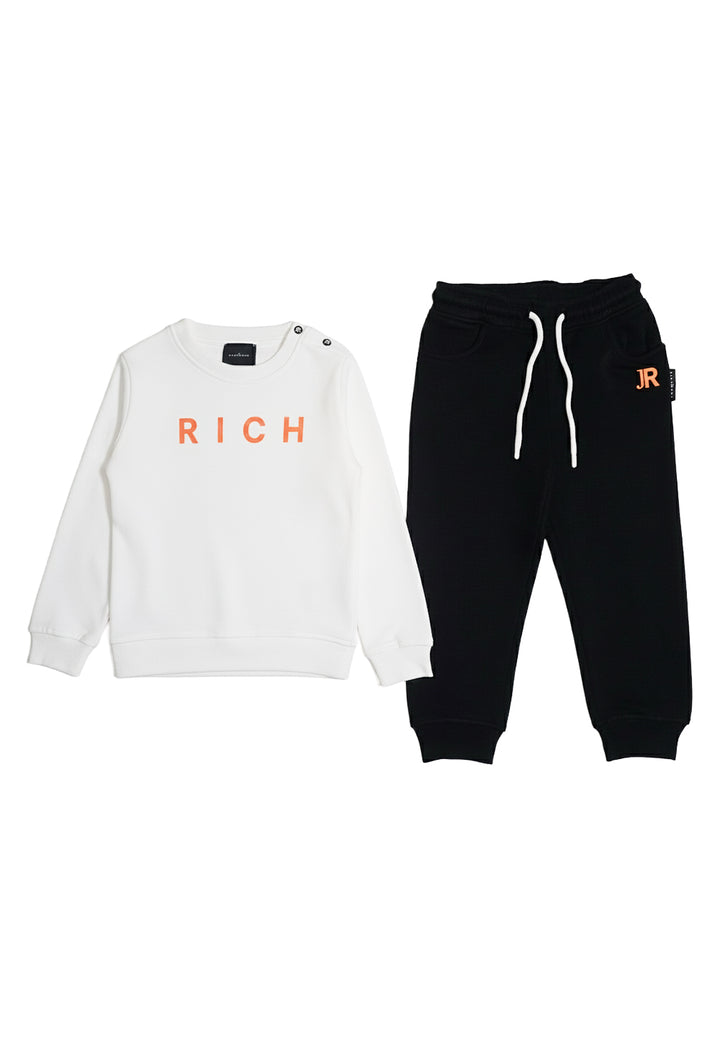 Completo felpa bianco-nero per neonato