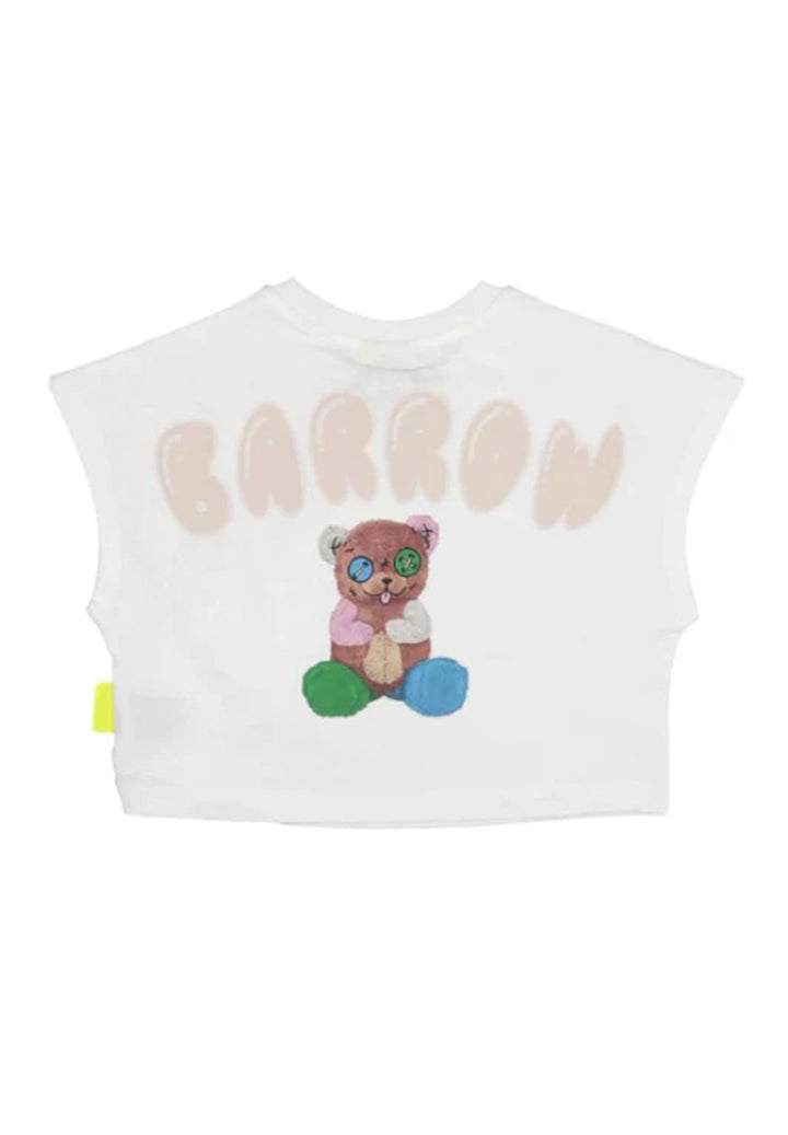 T-shirt cropped bianca per bambina