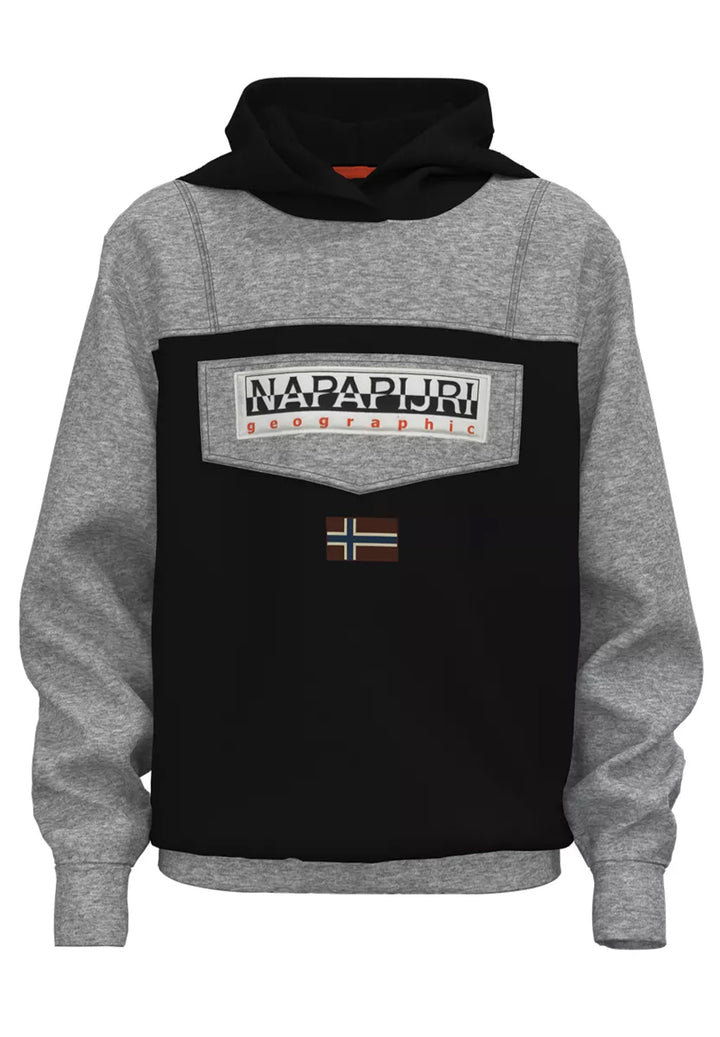 Grau-schwarzer Kapuzenpullover für Jungen