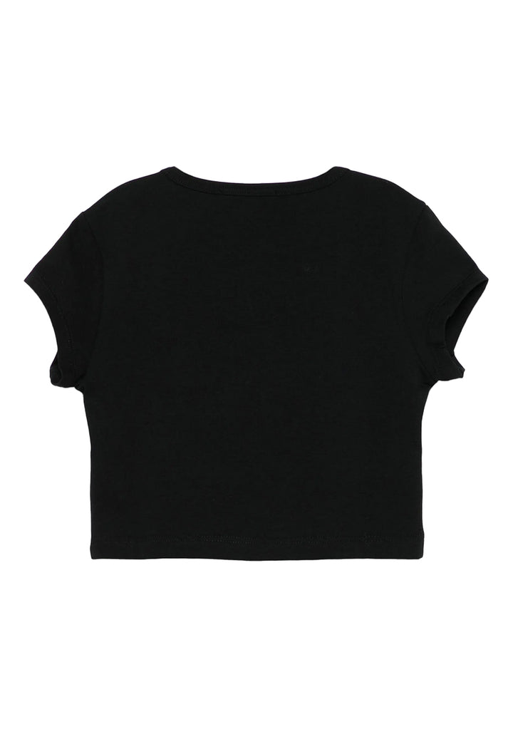 T-shirt cropped nera per bambina