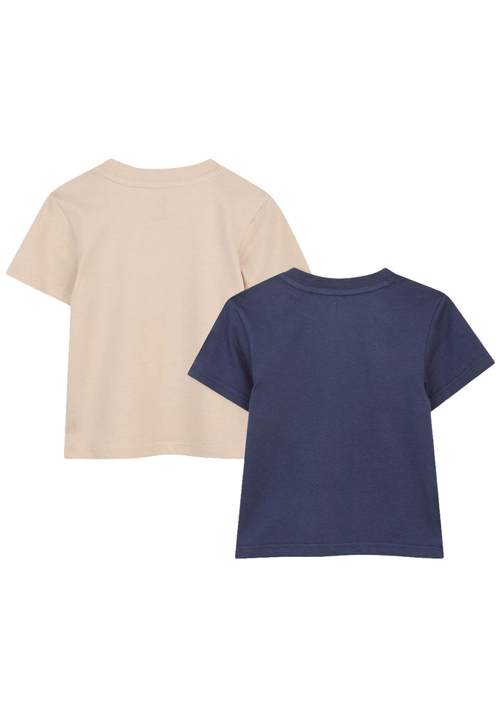 Set t-shirt blu-beige per neonato