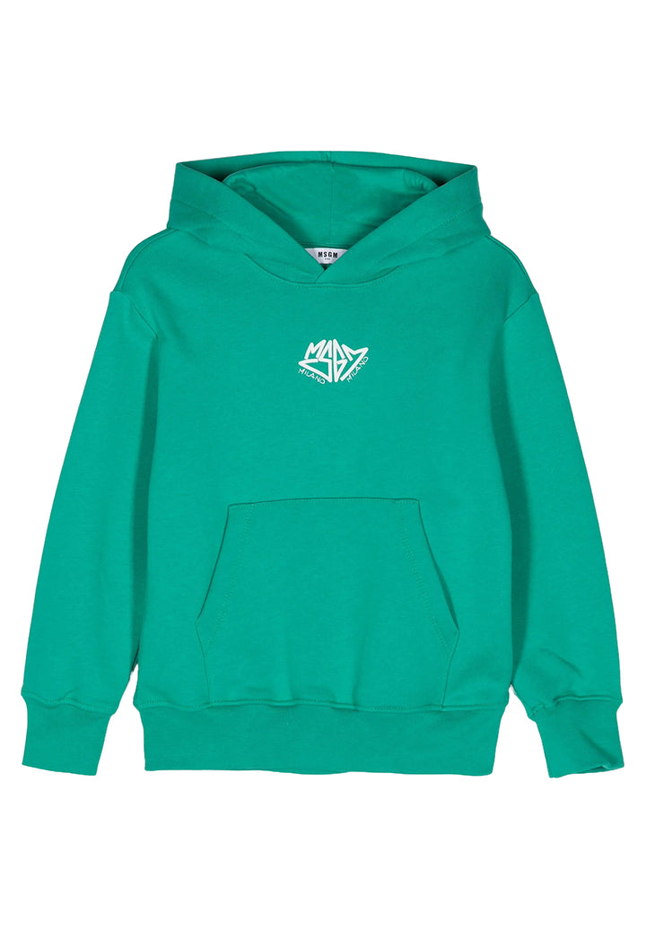 Felpa cappuccio verde per bambino
