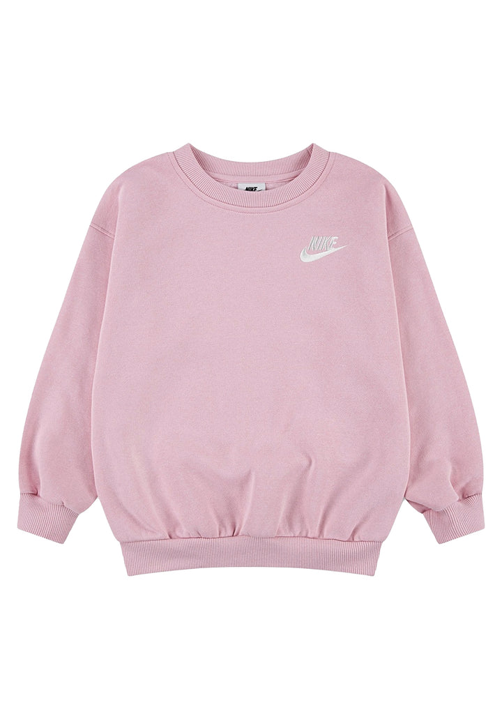 Felpa girocollo rosa per bambina