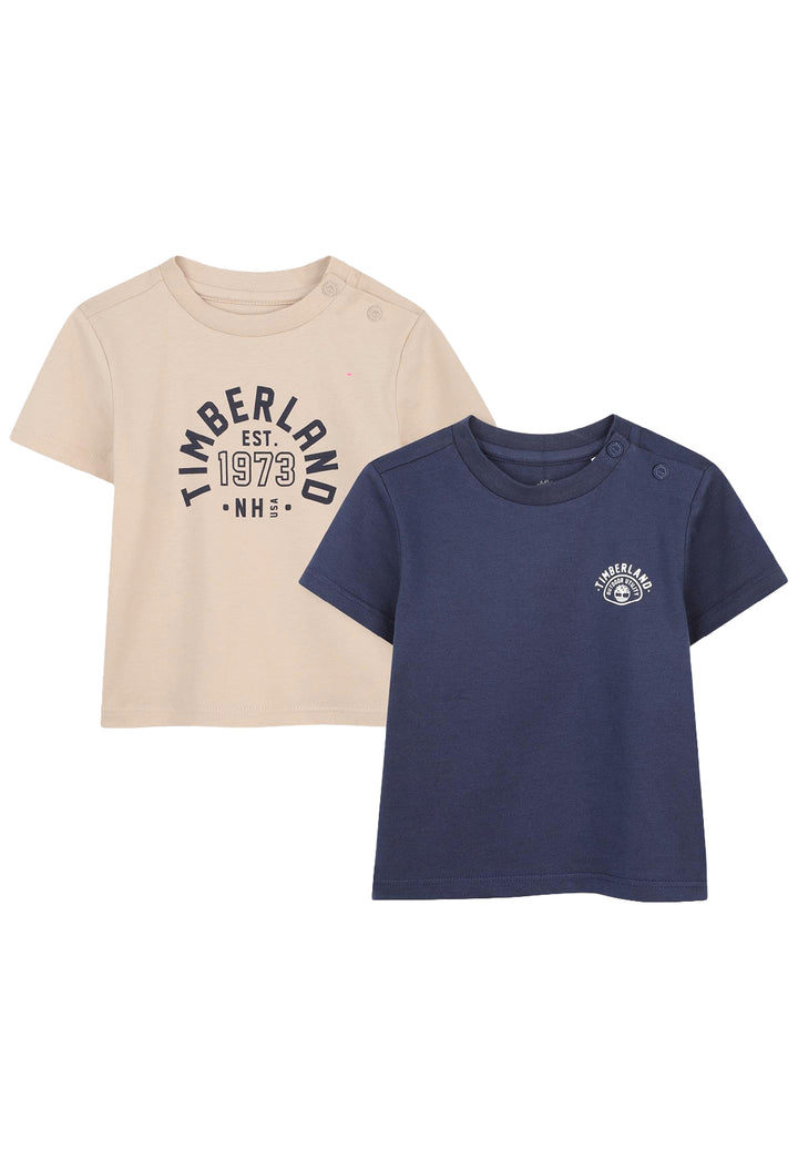 Set t-shirt blu-beige per neonato