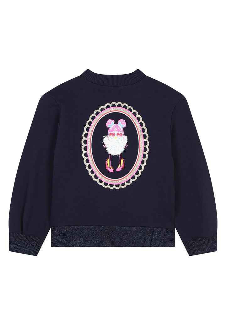 Felpa girocollo blu navy per bambina