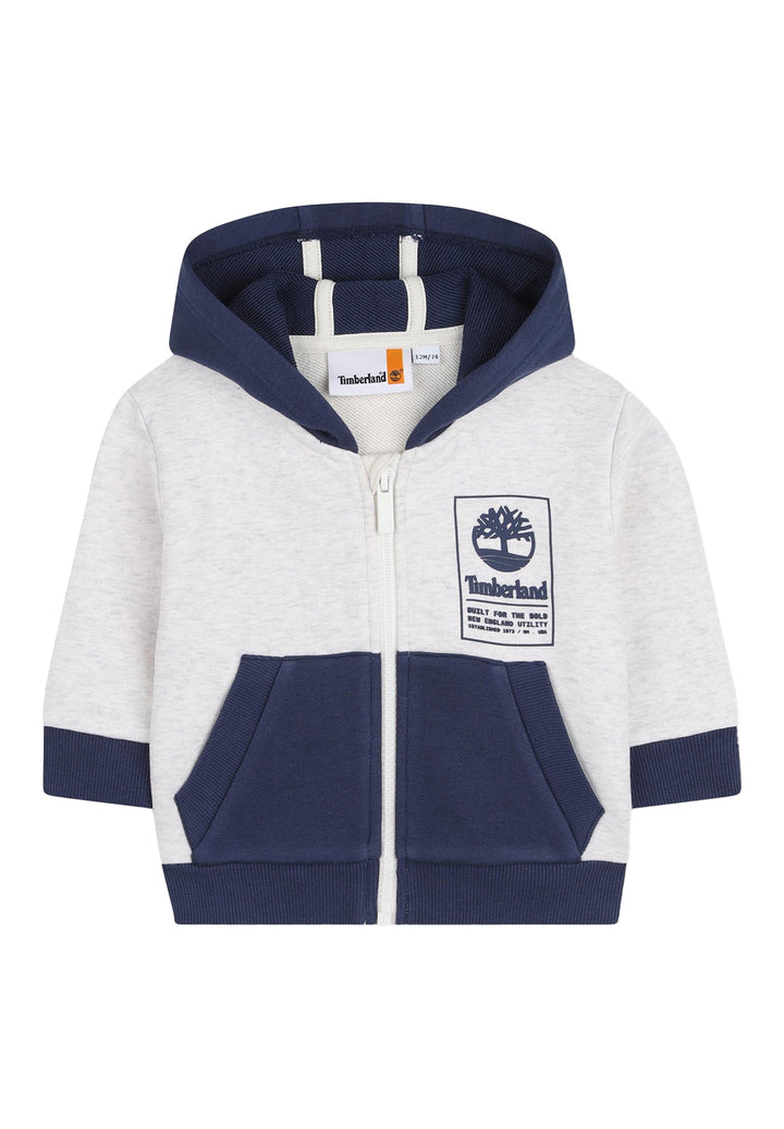 Felpa zip con cappuccio grigio-blu per neonato