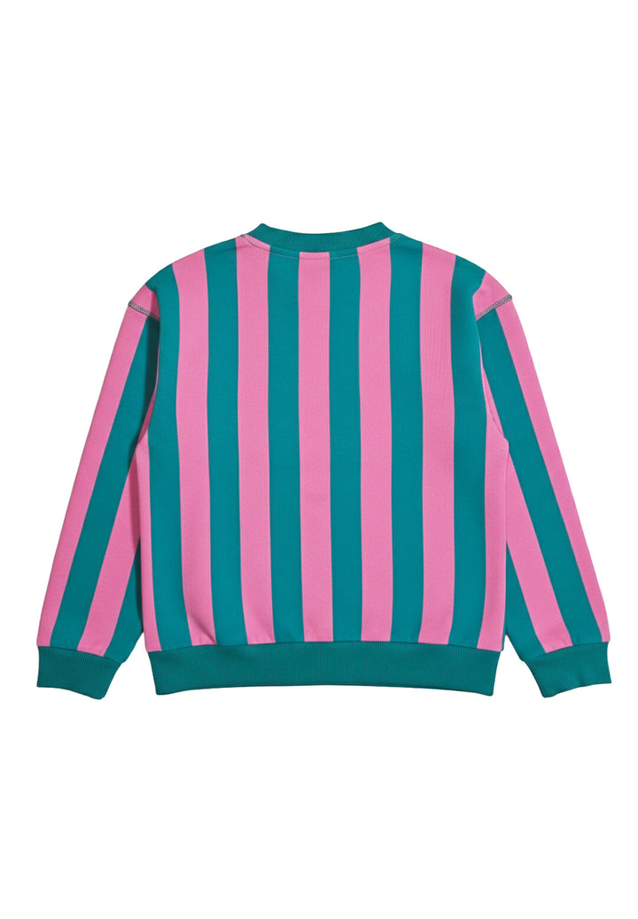 Felpa girocollo rosa-verde per bambina