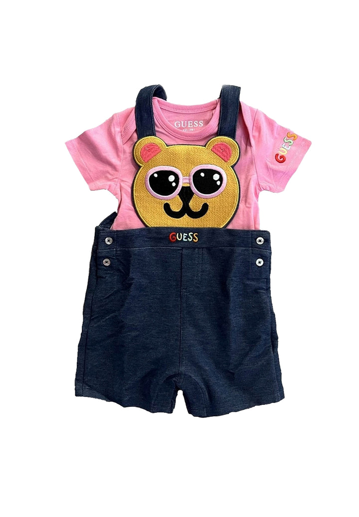 Completo salopette blu-rosa per neonata - Primamoda kids