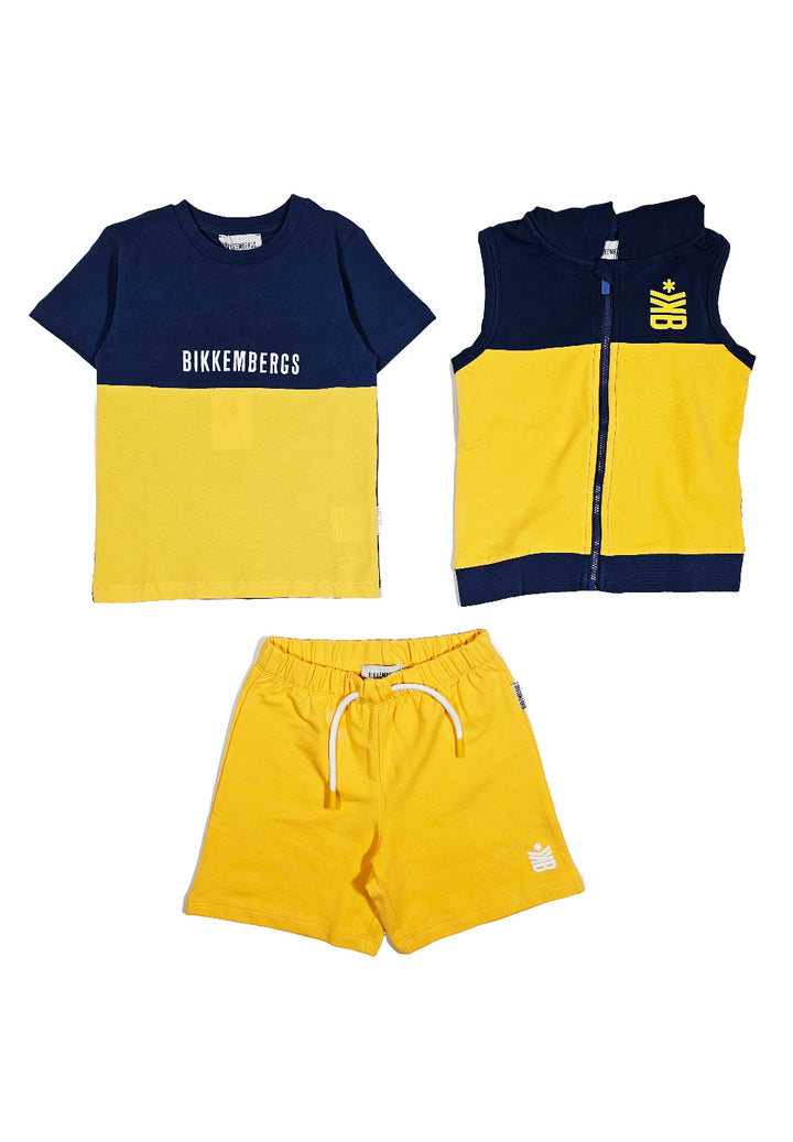 Completo 3 pezzi giallo-blu per neonato - Primamoda kids